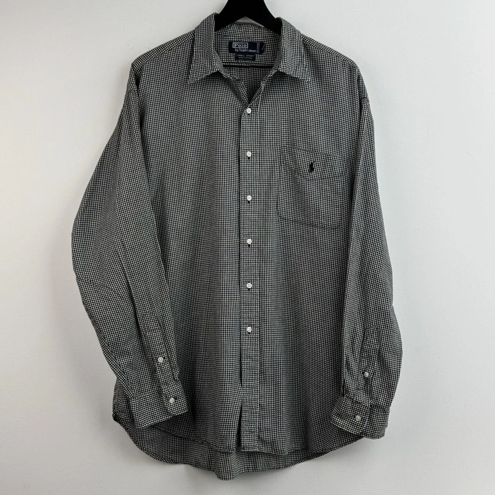 Polo Ralph Lauren Lowell Sport Button Up Shirt Mens XL Blue Plaid Long Sleeve